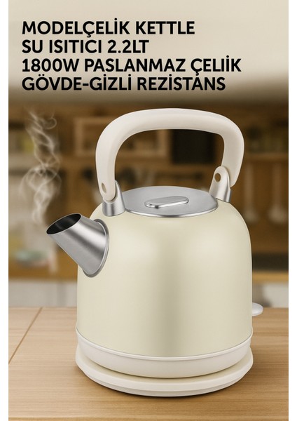 2.2 L Çelik Su Isıtıcı, 1800W, Gizli Rezistans, Hızlı ve Güvenli Kaynatma fiyatları