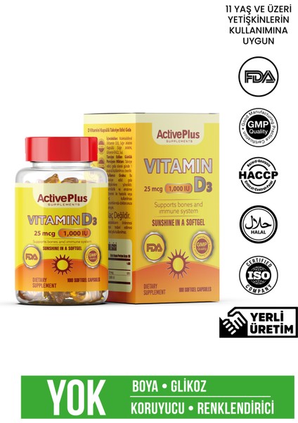 Vitamin D3 1000IU 100 Softgel