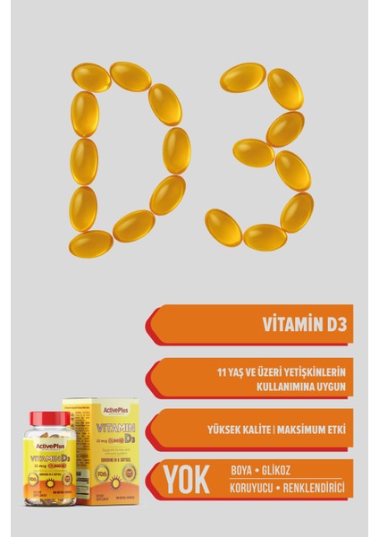 Vitamin D3 1000IU 100 Softgel fiyatları