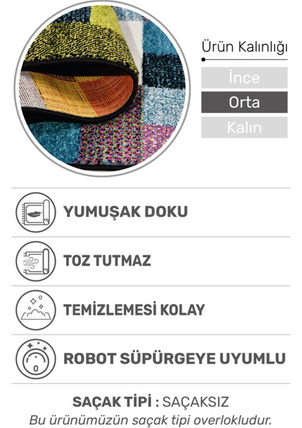 Colora Halı Koleksiyonu | Yumuşak Renkli Kare Halı, Tozumaz, Modern Tasarım ve Kolay Temizlik fiyatları