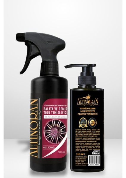 Iç ve Dış Mekan Temizlik Seti: Demir Tozu Sökücü 500 ml ve Torpido Parlatıcı 220 ml