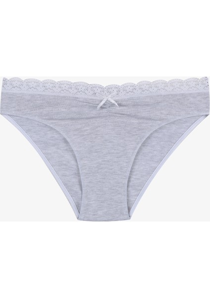 Kadın Ön Bel Dantelli Büzgülü ve Fiyonk Detaylı Lastikli Külot 3'lü