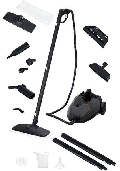 BE-3450 Çok Fonksiyonlu Saklama Hazneli 5 Bar 5m Kablo 2l Su Hazneli Buharlı Temizlik Makinesi Siyah