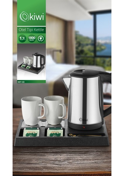 Paslanmaz Çelik Otel Tipi Kettle ve Tepsi Seti, Şık ve Dayanıklı Tasarım