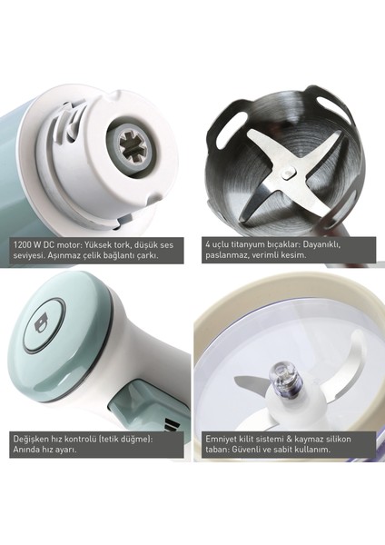 Gem Metallic El Blenderi Gümüş Yeşil 1200 W modelleri