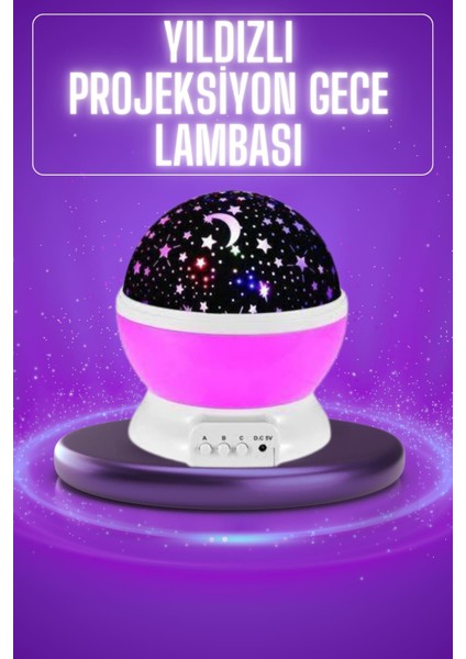Zeroshop Yıldız Görünümlü Gece Lambası Renkli Masa Lambası Gökyüzü Projeksiyon