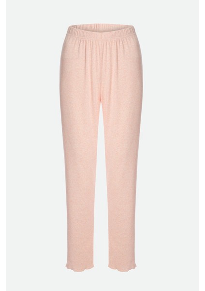 Kadın Pamuklu 3'lü Pembe Fiyonklu Kaşkorse Pijama Takımı