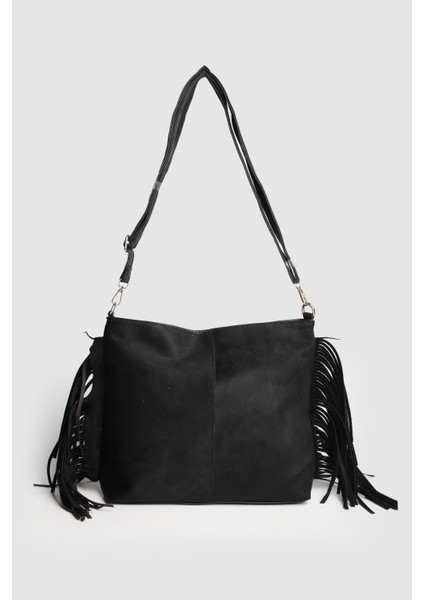 Lagraccio Paris Kadın Guts Süet Püsküllü Omuz Çantası Siyah Süet fiyatları