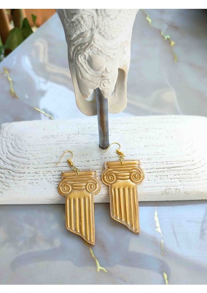 Didyma Golden Column El Yapımı Altın Renkli Sütun Küpe modelleri