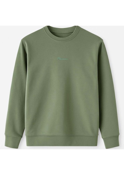 O Yaka 3 Iplik Şardonlu Açık Yeşil Erkek Sweatshirt 5012