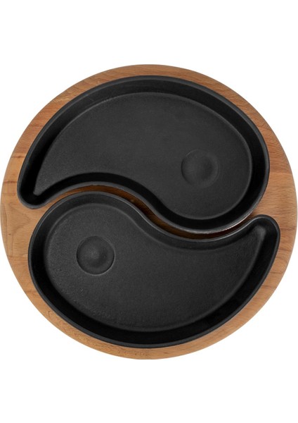 Döküm Damla Formlu 2'li Set Yingyang Fajita Tabağı Kayın Servis Ahşabı Ölçü 10X20CM.-BORDO modelleri