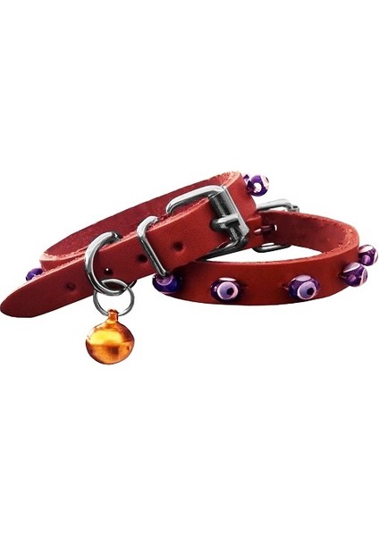 Nazar Boncuklu Küçük Irk Köpek Tasması 1,5X28-32 cm Kırmızı Xlarge - Lisinya