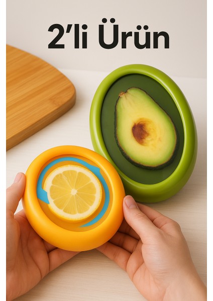 Avakado ve Limon Şeklinde Saklama Kabı 2'li