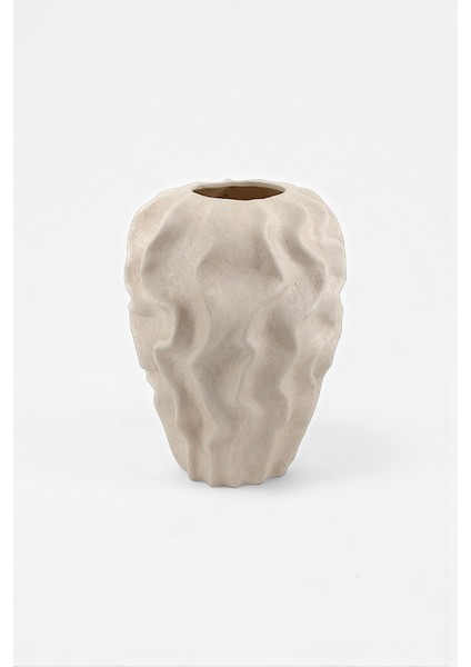 Serenité Bej Dalgalı Sarmaşık Desenli Seramik Vazo (18x25.5 cm) modelleri