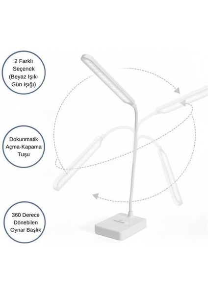 Ince Uzun Usbli Dokunmatik 3 Kademeli 360 Derece Özel Göz Korumalı LED Lityum Masa Lambası fırsatları
