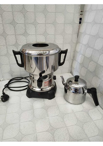 Gri Elektrikli Semaver 4.5l Paslanmaz Çelik Su Isıtıcı ve Çay Makinesi modelleri