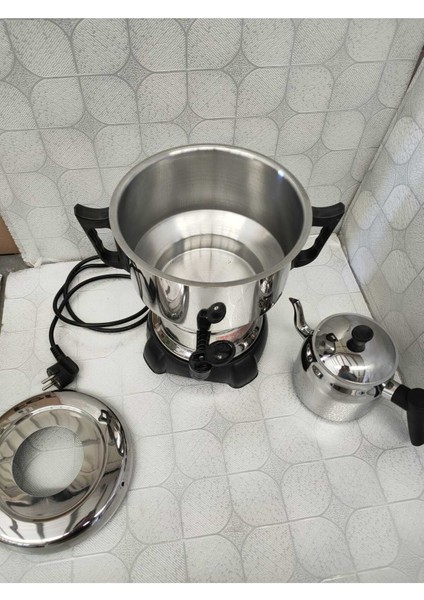 Gri Elektrikli Semaver 4.5l Paslanmaz Çelik Su Isıtıcı ve Çay Makinesi fırsatları