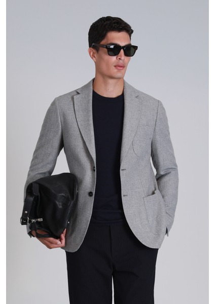 Daniel Spor Erkek Blazer Ceket Slim Fit Açık Gri