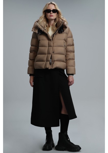 Rose Kaz Tüyü Kadın Mont Siyah