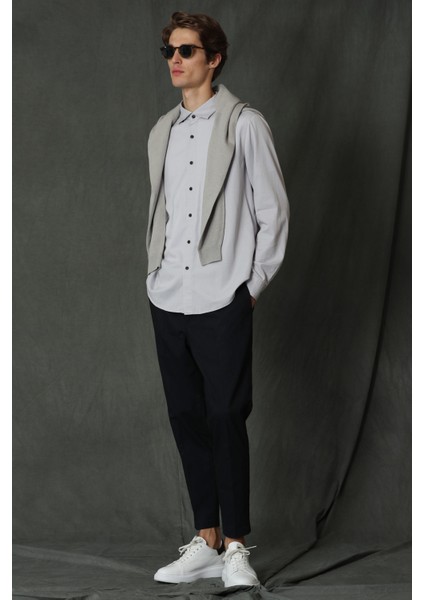 Quel Erkek Basic Gömlek Regular Fit Gri