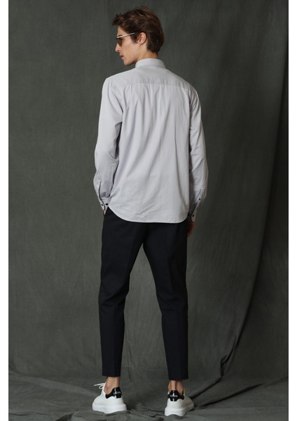 Quel Erkek Basic Gömlek Regular Fit Gri