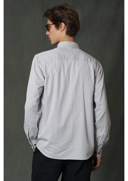 Quel Erkek Basic Gömlek Regular Fit Gri