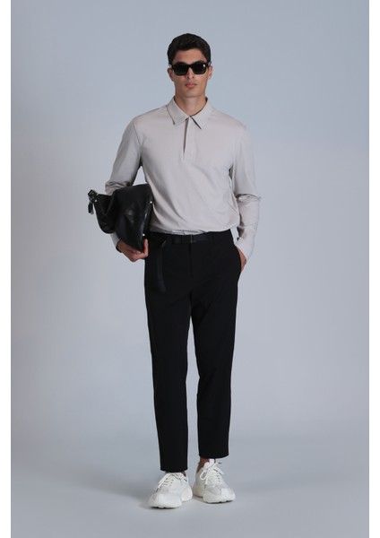 Evan Erkek Uzun Kol Tişört Siyah