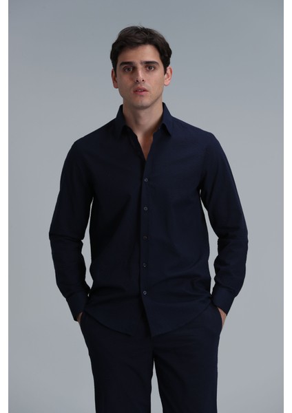 Lıne Erkek Basic Gömlek Comfort Fit Lacivert