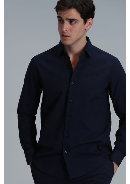 Lıne Erkek Basic Gömlek Comfort Fit Lacivert