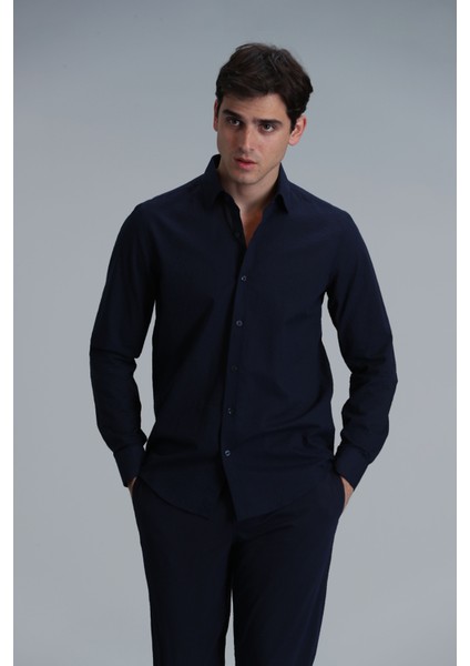 Lıne Erkek Basic Gömlek Comfort Fit Lacivert