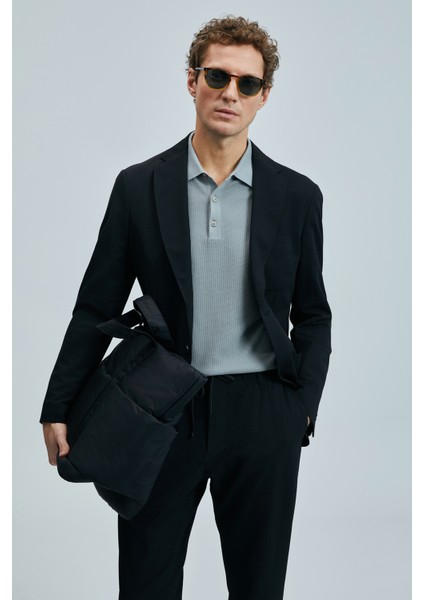 Asel Spor Erkek Blazer Ceket Slim Fit Siyah