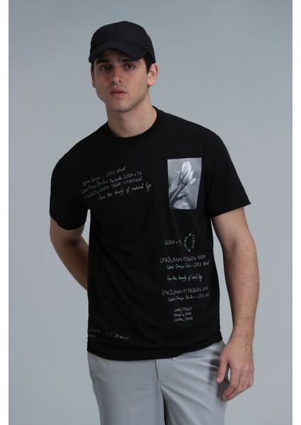 Fred Modern Grafik T- Shirt Siyah