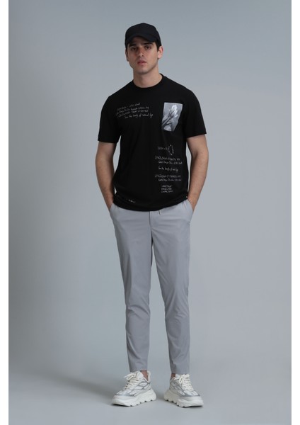 Fred Modern Grafik T- Shirt Siyah