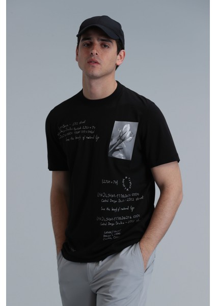 Fred Modern Grafik T- Shirt Siyah