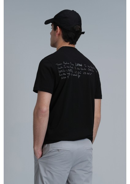 Fred Modern Grafik T- Shirt Siyah