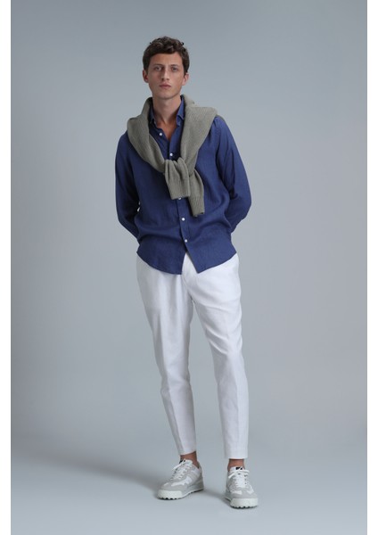 Pitaya Erkek Keten Gömlek Comfort Fit Siyah
