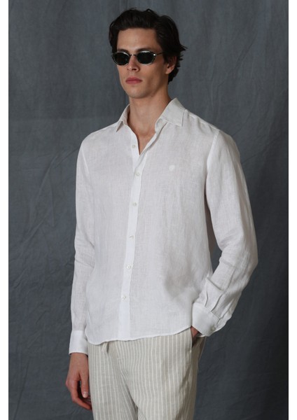 Pitaya Erkek Keten Gömlek Comfort Fit Siyah