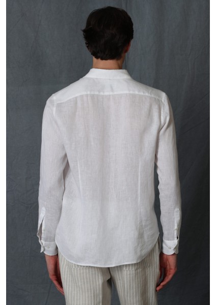 Pitaya Erkek Keten Gömlek Comfort Fit Siyah