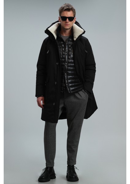 Cole Kaz Tüyü Erkek Mont Siyah