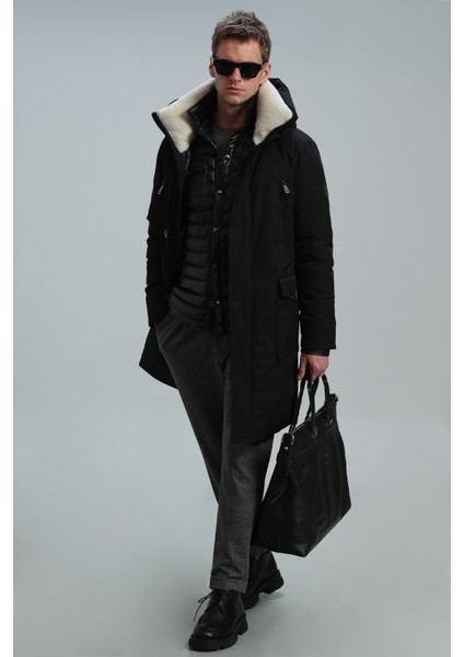 Cole Kaz Tüyü Erkek Mont Siyah