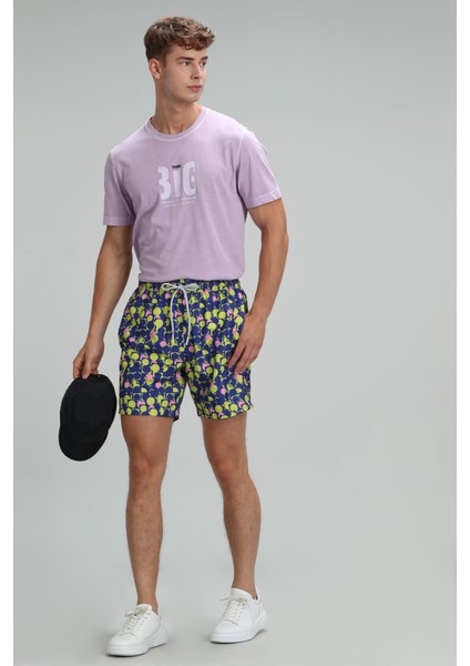 Geometrıc Erkek Deniz Şortu Siyah