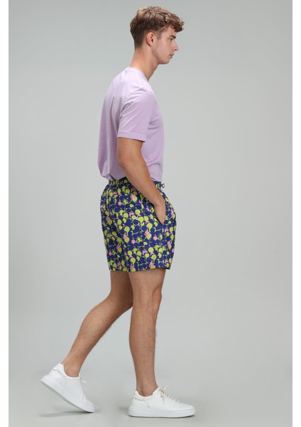 Geometrıc Erkek Deniz Şortu Siyah