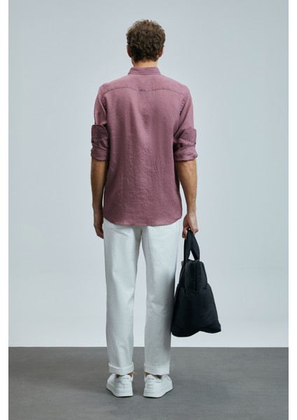 Pitaya Erkek Keten Gömlek Comfort Fit Siyah