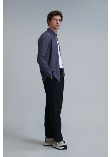 Pitaya Erkek Keten Gömlek Comfort Fit Siyah