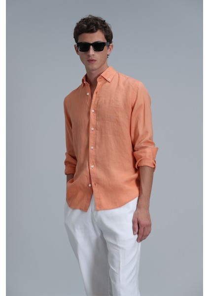 Pitaya Erkek Keten Gömlek Comfort Fit Siyah