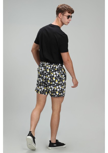 Geometrıc Erkek Deniz Şortu Siyah
