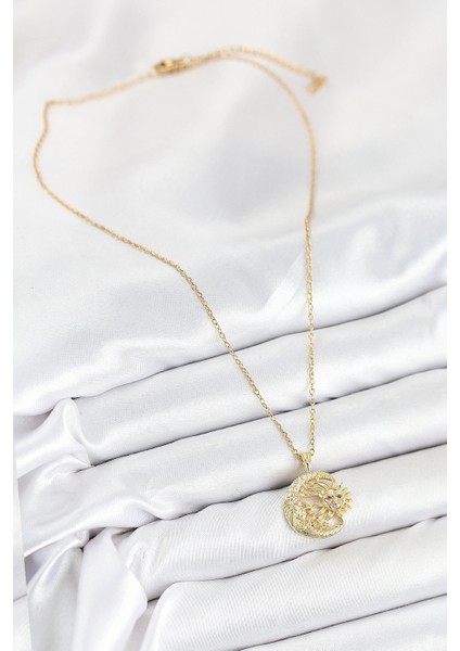 Bfs 316L Çelik Zirkon Taşlı Ay ve Güneş Model Gold Renk Kadın Kolye fiyatları