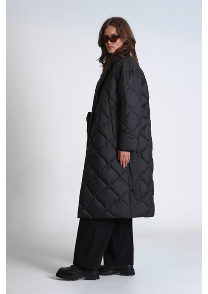 Lucy Kaz Tüyü Kadın Mont Siyah