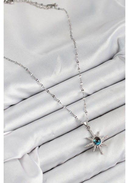 Bfs 316L Çelik Zirkon Taşlı Kutup Yıldızı Model Gümüş Renk Kadın Kolye fiyatları