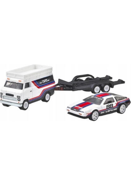 Bfs Hot Wheels Car Culture Team Transport Dmc Delorean & Hw Rally Hauler Diecast Car